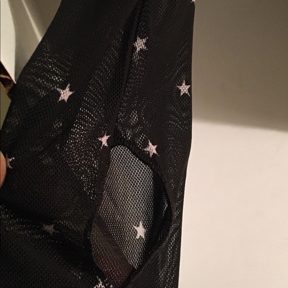 T.D.C  black and white sheer top with thumb holes. - Picture 7 of 8
